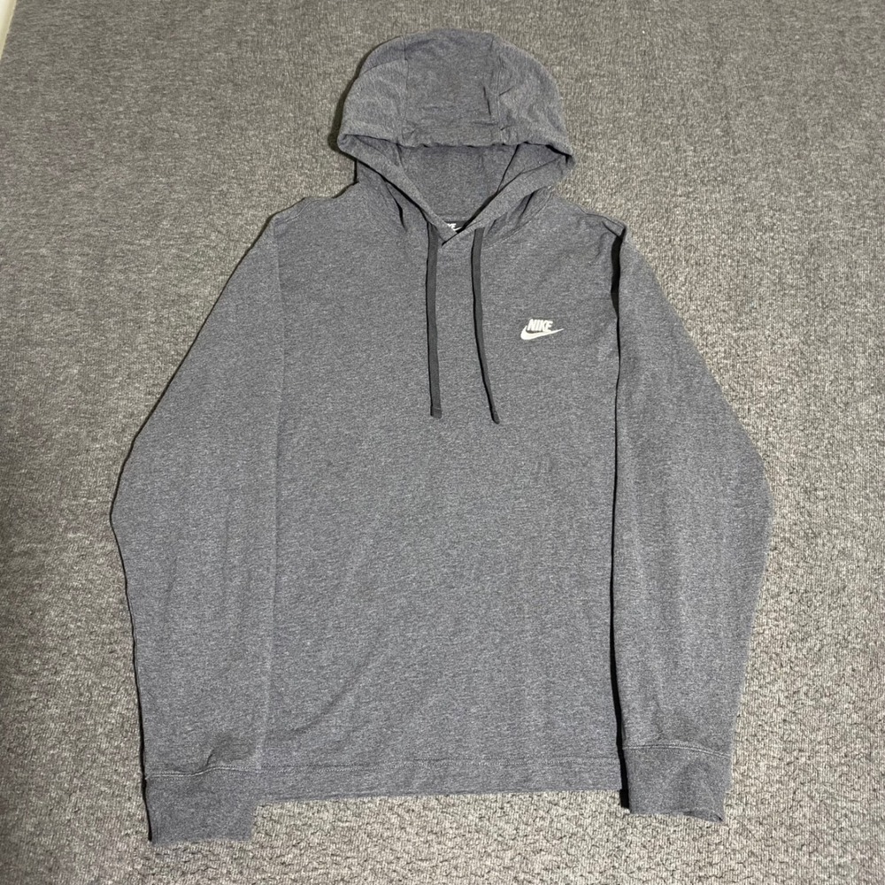 Nike Mens Sportswear Club Hoodie Grey Cotton Jersey Pullover BV2749-071 Size M